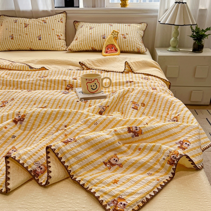 91家纺网 家纺一手货源 找家纺 （总）仟网汇 2026新款三角针贝壳边泡芙纱夏被四件套