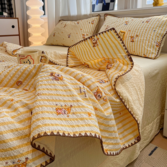 91家纺网 家纺一手货源 找家纺 （总）仟网汇 2026新款三角针贝壳边泡芙纱夏被四件套