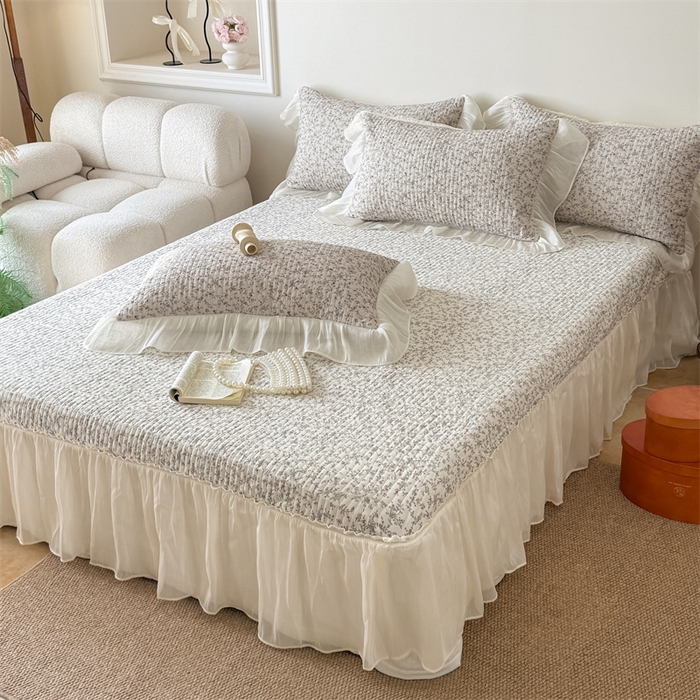 91家纺网 家纺一手货源 找家纺 吾欢心 2026新款仿锦安法式花边凉感丝床盖款夏凉被四件套软凉席三件套小冰皮空调被 轻奢漫朵