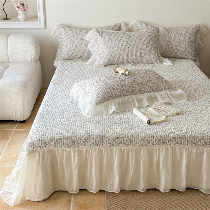 91家纺网 家纺一手货源 找家纺 吾欢心 2026新款仿锦安法式花边凉感丝床盖款夏凉被四件套软凉席三件套小冰皮空调被 轻奢漫朵