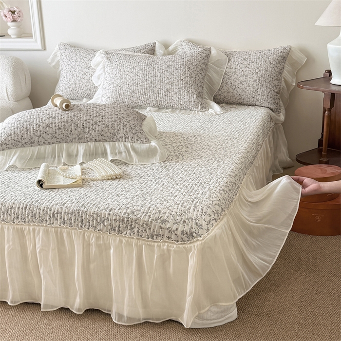 91家纺网 家纺一手货源 找家纺 吾欢心 2026新款仿锦安法式花边凉感丝床盖款夏凉被四件套软凉席三件套小冰皮空调被 轻奢漫朵