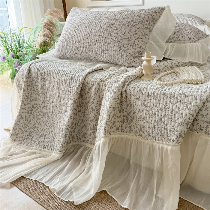 91家纺网 家纺一手货源 找家纺 吾欢心 2026新款仿锦安法式花边凉感丝床盖款夏凉被四件套软凉席三件套小冰皮空调被 轻奢漫朵