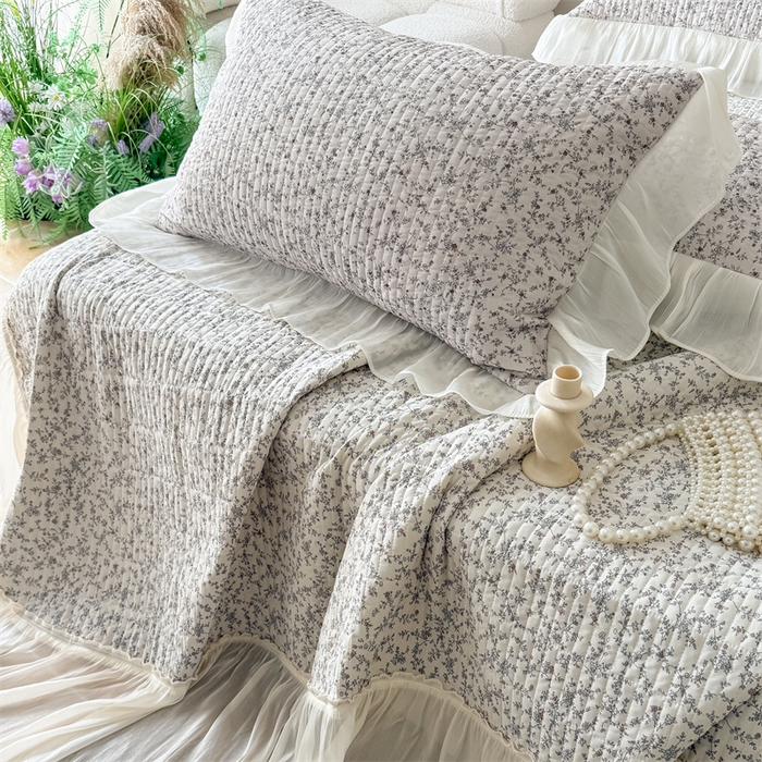 91家纺网 家纺一手货源 找家纺 吾欢心 2026新款仿锦安法式花边凉感丝床盖款夏凉被四件套软凉席三件套小冰皮空调被 轻奢漫朵