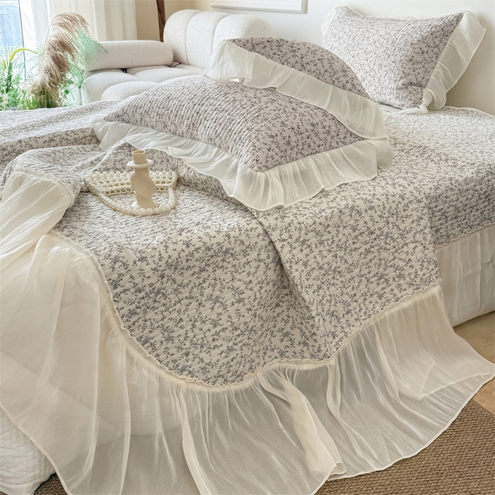 91家纺网 家纺一手货源 找家纺 吾欢心 2026新款仿锦安法式花边凉感丝床盖款夏凉被四件套软凉席三件套小冰皮空调被 轻奢漫朵