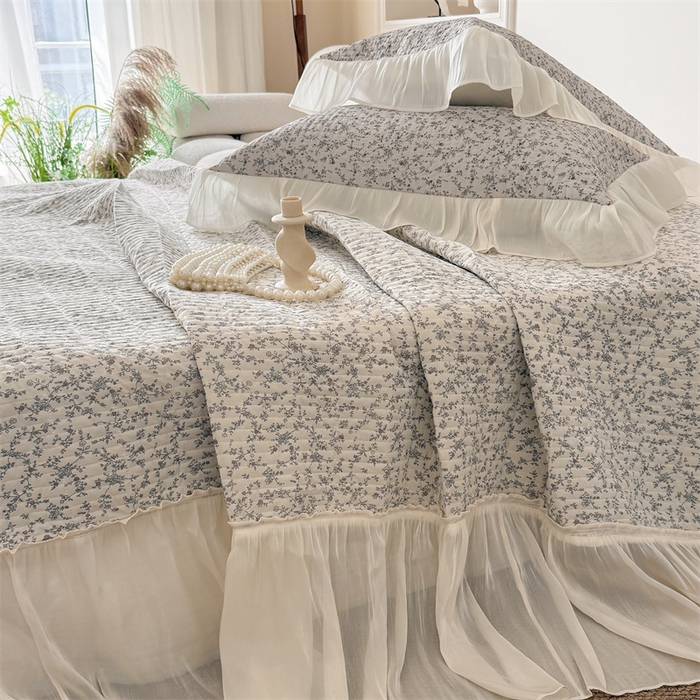 91家纺网 家纺一手货源 找家纺 吾欢心 2026新款仿锦安法式花边凉感丝床盖款夏凉被四件套软凉席三件套小冰皮空调被 轻奢漫朵