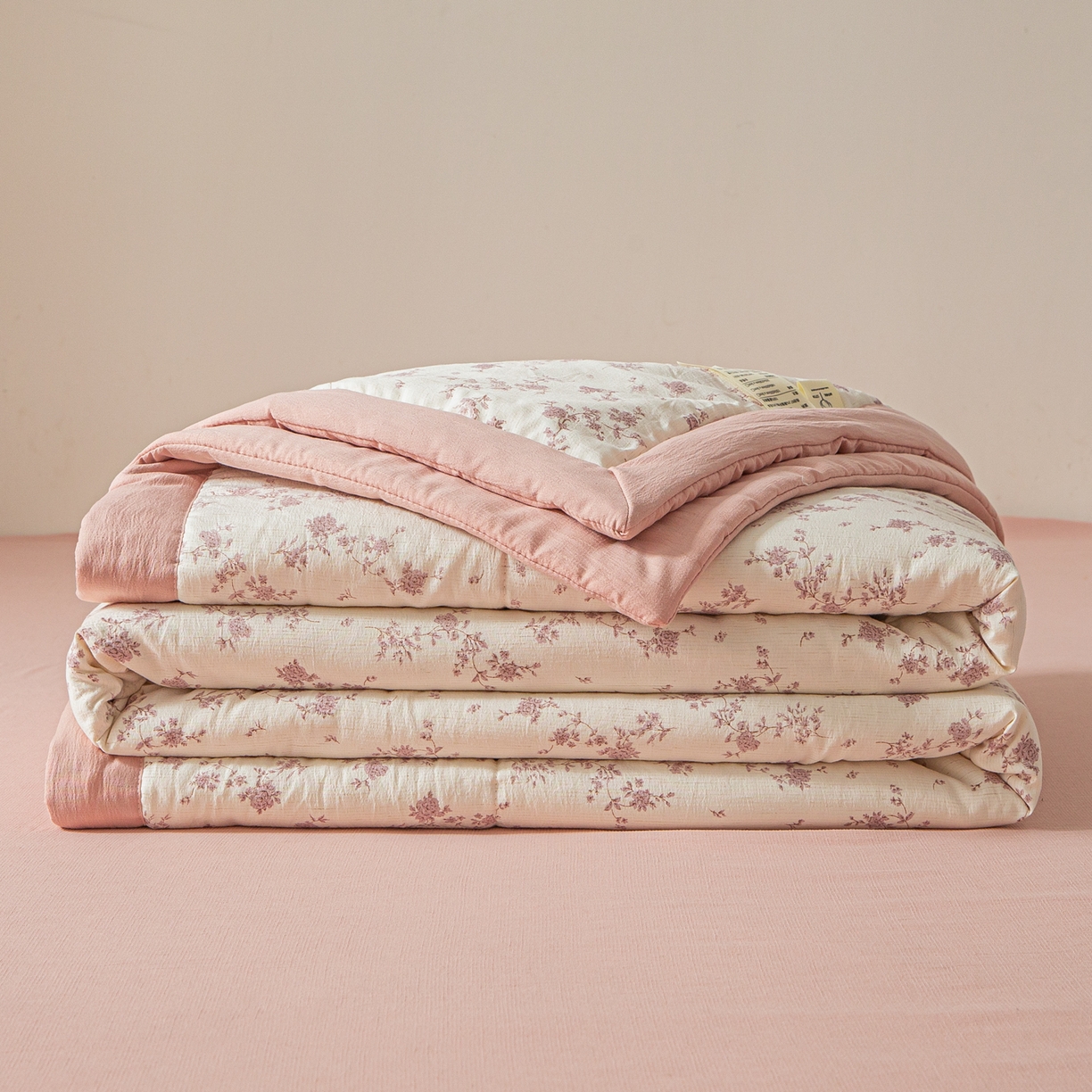 91家纺网 家纺一手货源 找家纺 江暮云家纺 2026新款A类亚麻印花新疆棉花被 粉雾花影