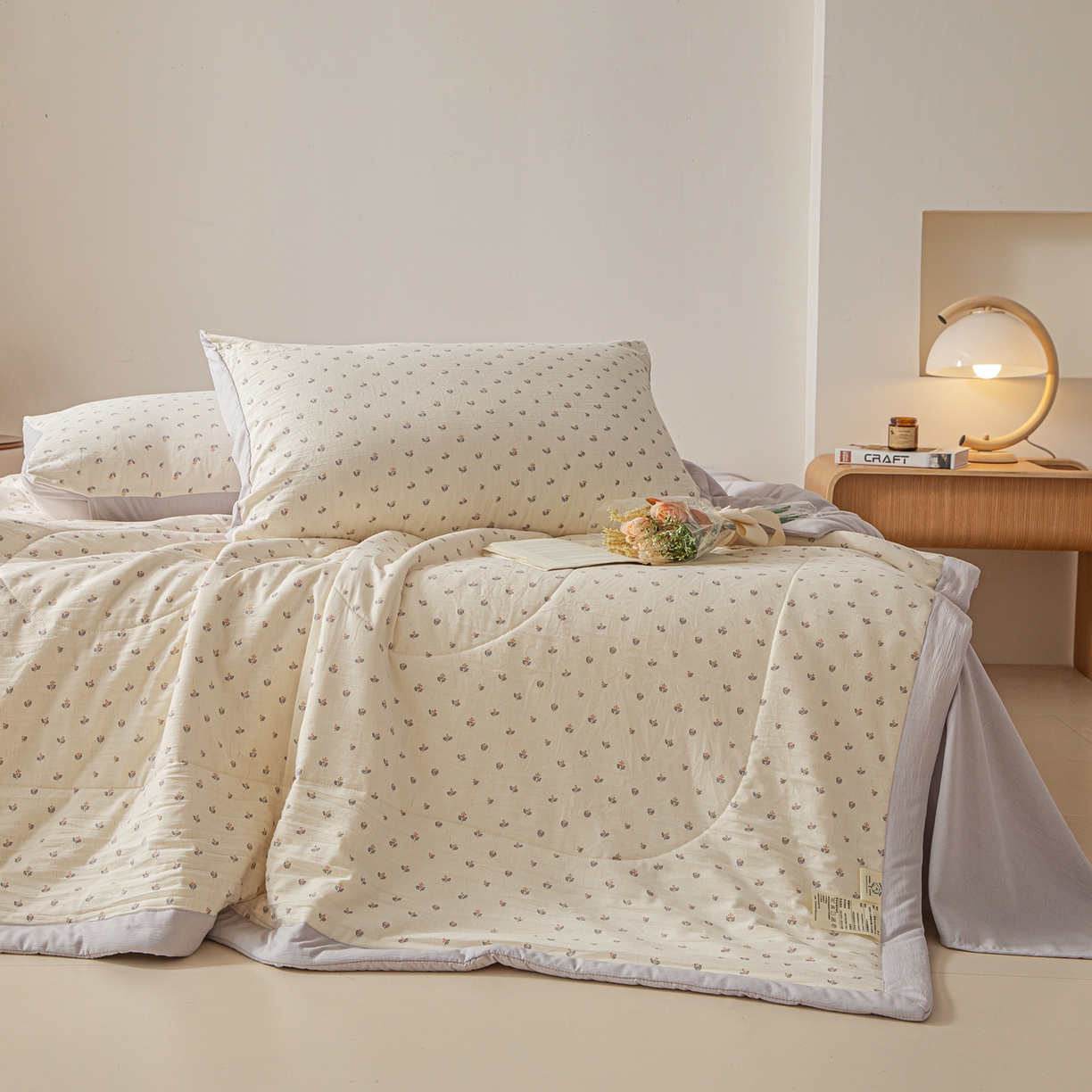 91家纺网 家纺一手货源 找家纺 江暮云家纺 2026新款A类亚麻印花新疆棉花被 米紫花绪