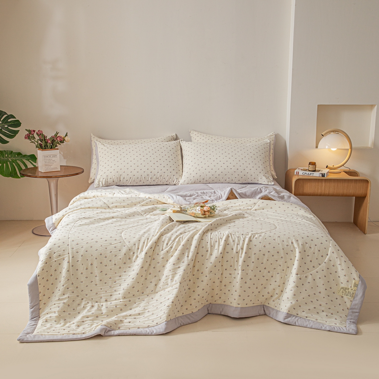 91家纺网 家纺一手货源 找家纺 江暮云家纺 2026新款A类亚麻印花新疆棉花被 米紫花绪