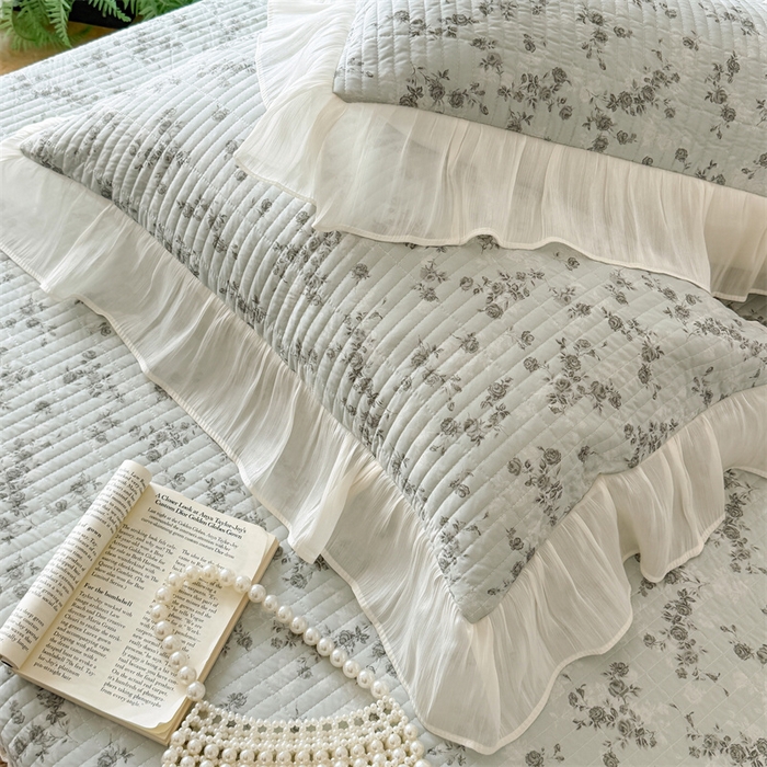 91家纺网 家纺一手货源 找家纺 吾欢心 2026新款仿锦安法式花边凉感丝床盖款夏凉被四件套软凉席三件套小冰皮空调被 清蔓雅序