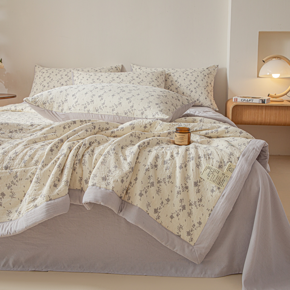 91家纺网 家纺一手货源 找家纺 江暮云家纺 2026新款A类亚麻印花新疆棉花被 紫雾花影