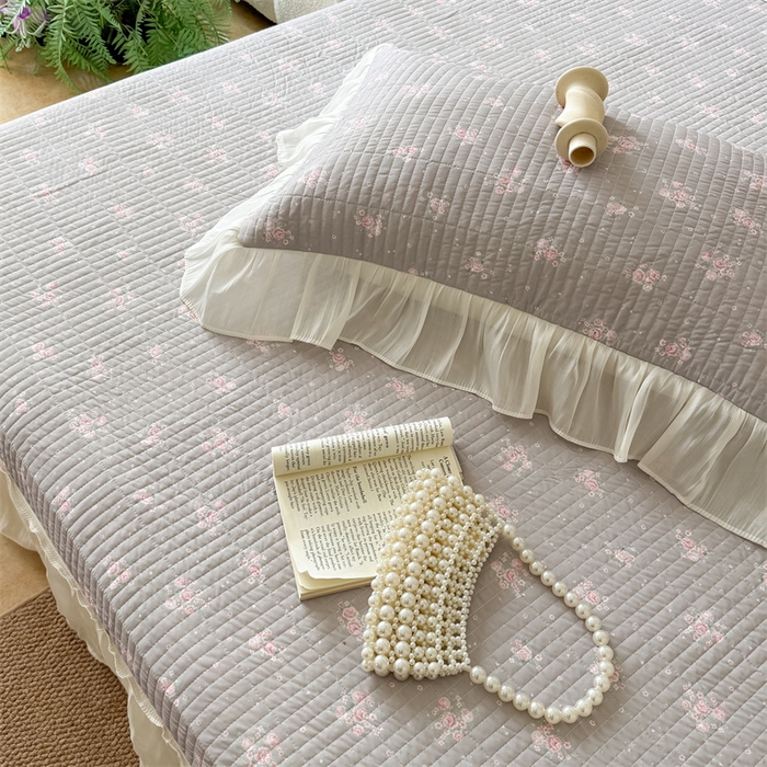 91家纺网 家纺一手货源 找家纺 吾欢心 2026新款仿锦安法式花边凉感丝床盖款夏凉被四件套软凉席三件套小冰皮空调被 塞纳花语