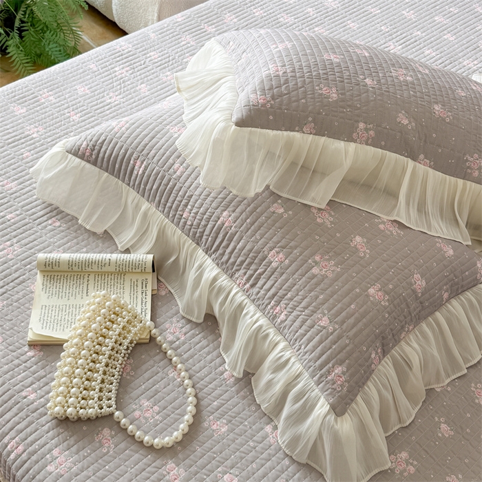 91家纺网 家纺一手货源 找家纺 吾欢心 2026新款仿锦安法式花边凉感丝床盖款夏凉被四件套软凉席三件套小冰皮空调被 塞纳花语