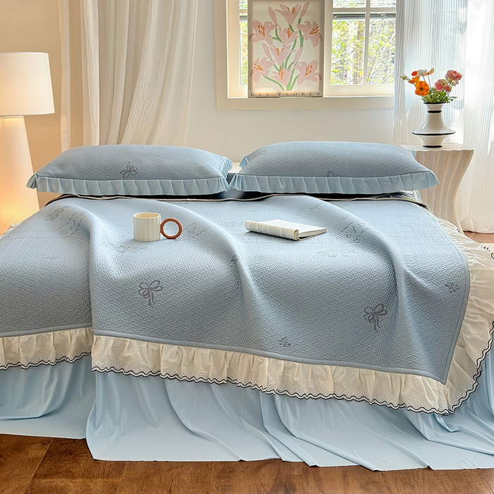 91家纺网 家纺一手货源 找家纺 （总）美优兰 2026PE提花凉感冰豆豆三明治复合凉席 （提供买家秀）