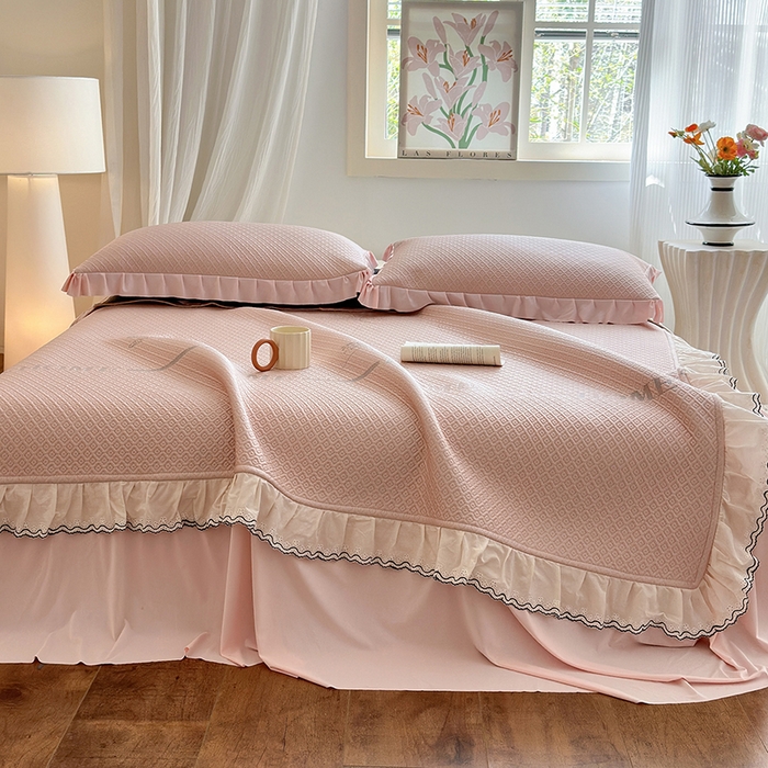 91家纺网 家纺一手货源 找家纺 （总）美优兰 2026PE提花凉感冰豆豆三明治复合凉席 （提供买家秀）