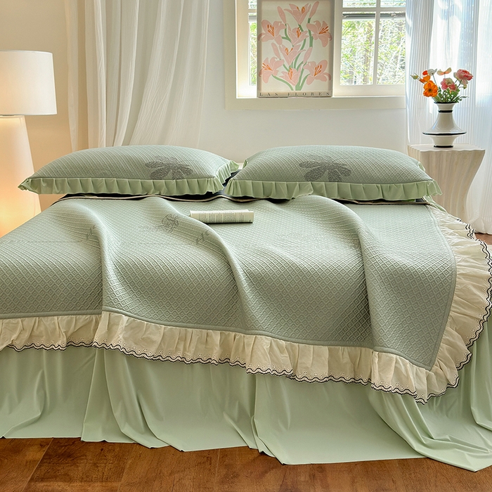 91家纺网 家纺一手货源 找家纺 （总）美优兰 2026PE提花凉感冰豆豆三明治复合凉席 （提供买家秀）