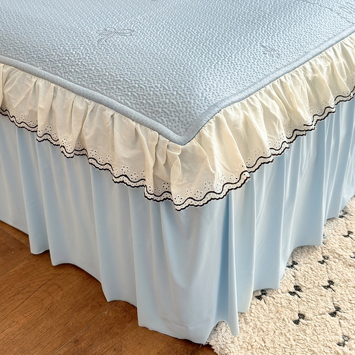 91家纺网 家纺一手货源 找家纺 美优兰 2026PE提花凉感冰豆豆三明治复合凉席 （提供买家秀） 韩式蓝