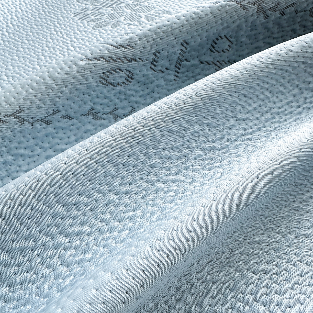 91家纺网 家纺一手货源 找家纺 美优兰 2026PE提花凉感冰豆豆三明治复合凉席 （提供买家秀） 韩式蓝