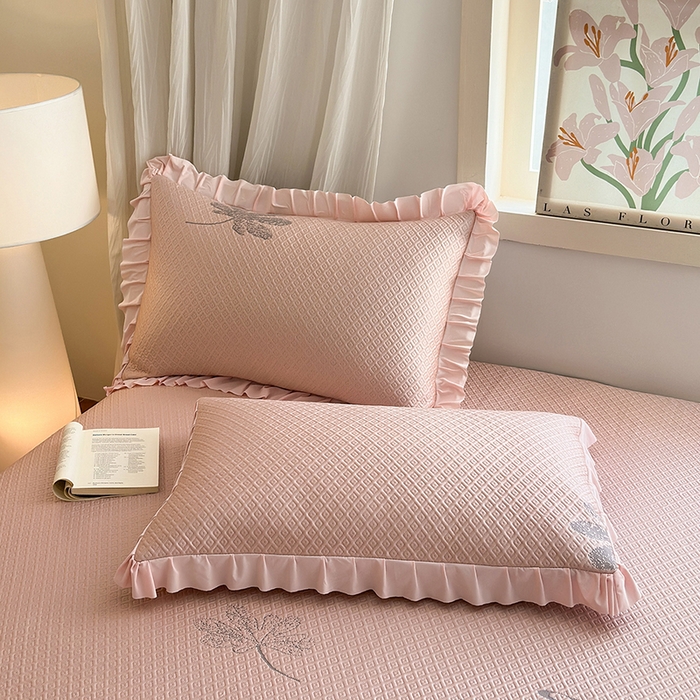 91家纺网 家纺一手货源 找家纺 美优兰 2026PE提花凉感冰豆豆三明治复合凉席 （提供买家秀） 晚亭粉