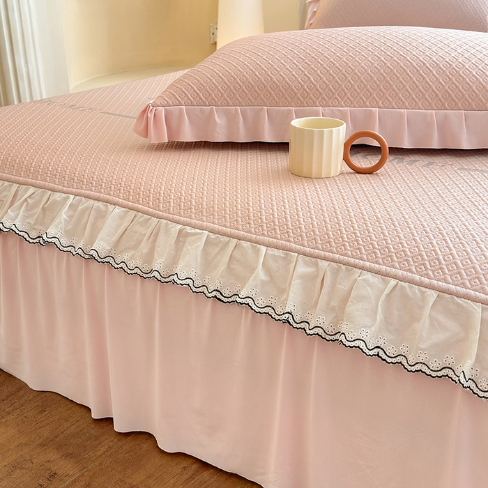 91家纺网 家纺一手货源 找家纺 美优兰 2026PE提花凉感冰豆豆三明治复合凉席 （提供买家秀） 晚亭粉