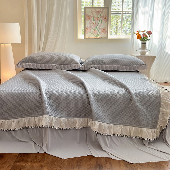 美优兰 2026PE提花凉感冰豆豆三明治复合凉席 （提供买家秀） 晚亭灰