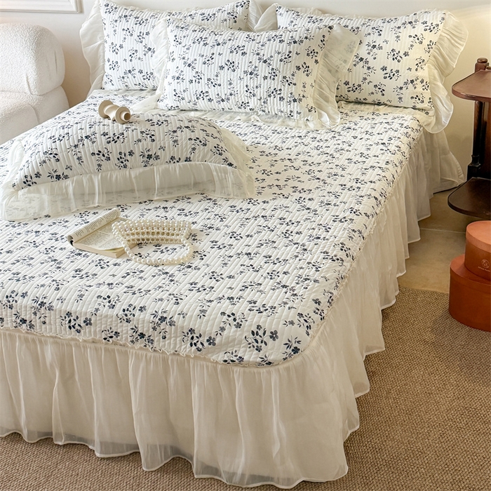 91家纺网 家纺一手货源 找家纺 吾欢心 2026新款仿锦安法式花边凉感丝床盖款夏凉被四件套软凉席三件套小冰皮空调被 雾屿玫瑰