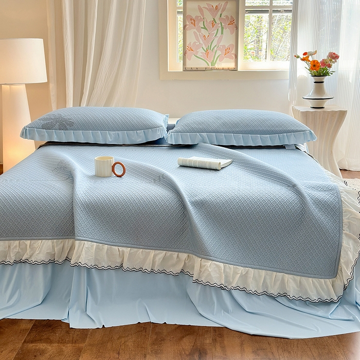 美优兰 2026PE提花凉感冰豆豆三明治复合凉席 （提供买家秀） 晚亭蓝