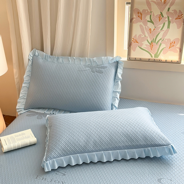 91家纺网 家纺一手货源 找家纺 美优兰 2026PE提花凉感冰豆豆三明治复合凉席 （提供买家秀） 晚亭蓝