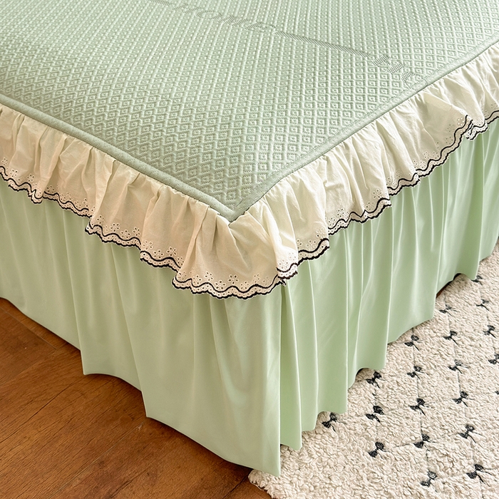 91家纺网 家纺一手货源 找家纺 美优兰 2026PE提花凉感冰豆豆三明治复合凉席 （提供买家秀） 晚亭绿