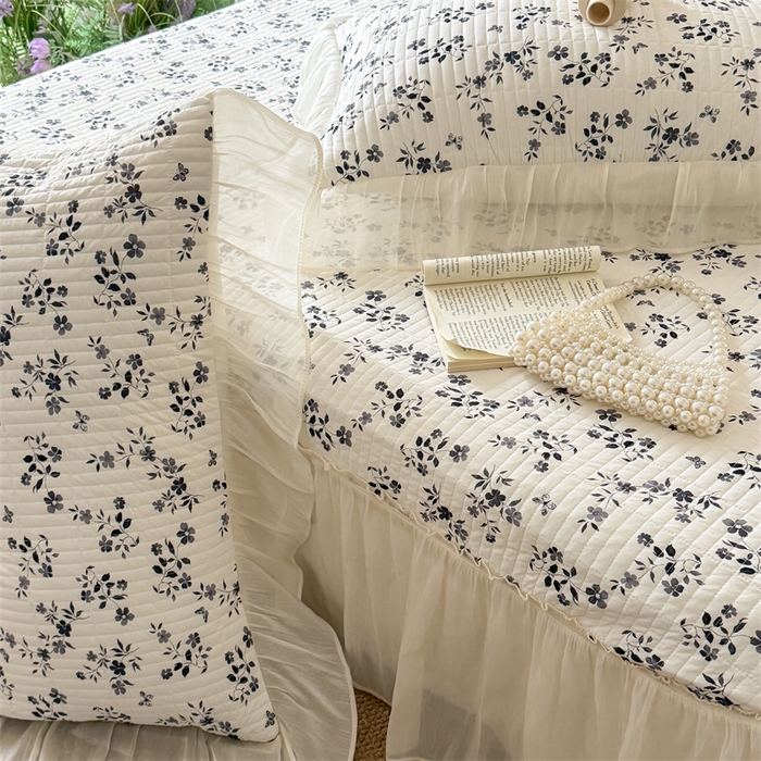 91家纺网 家纺一手货源 找家纺 吾欢心 2026新款仿锦安法式花边凉感丝床盖款夏凉被四件套软凉席三件套小冰皮空调被 雾屿玫瑰