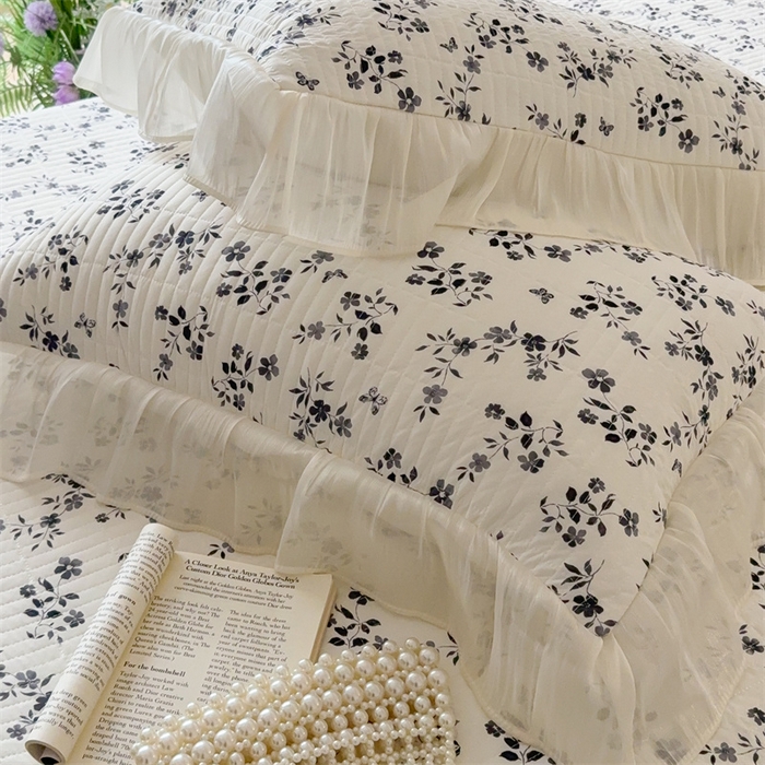 91家纺网 家纺一手货源 找家纺 吾欢心 2026新款仿锦安法式花边凉感丝床盖款夏凉被四件套软凉席三件套小冰皮空调被 雾屿玫瑰