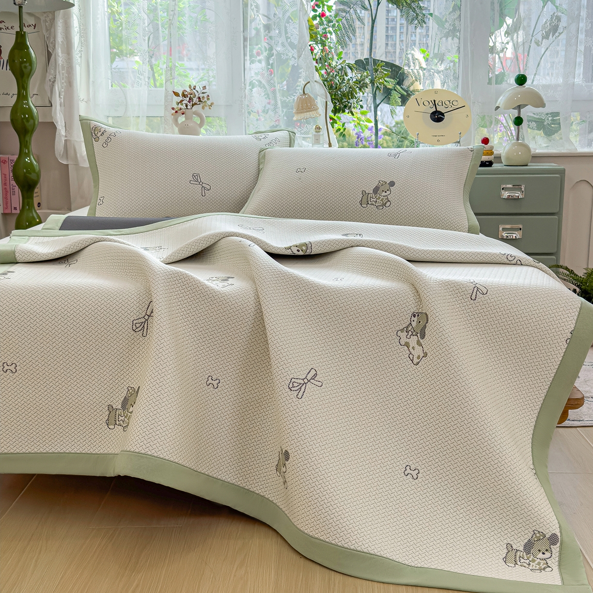 91家纺网 家纺一手货源 找家纺 典冠 2026新款PE凉感豆豆提花软席 班尼狗