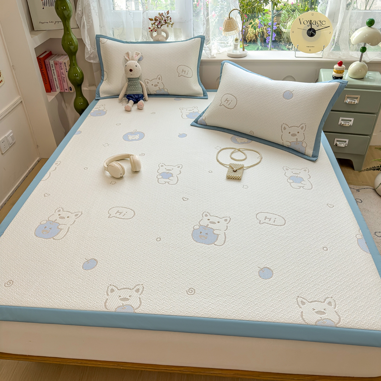 91家纺网 家纺一手货源 找家纺 典冠 2026新款PE凉感豆豆提花软席 苹果狗