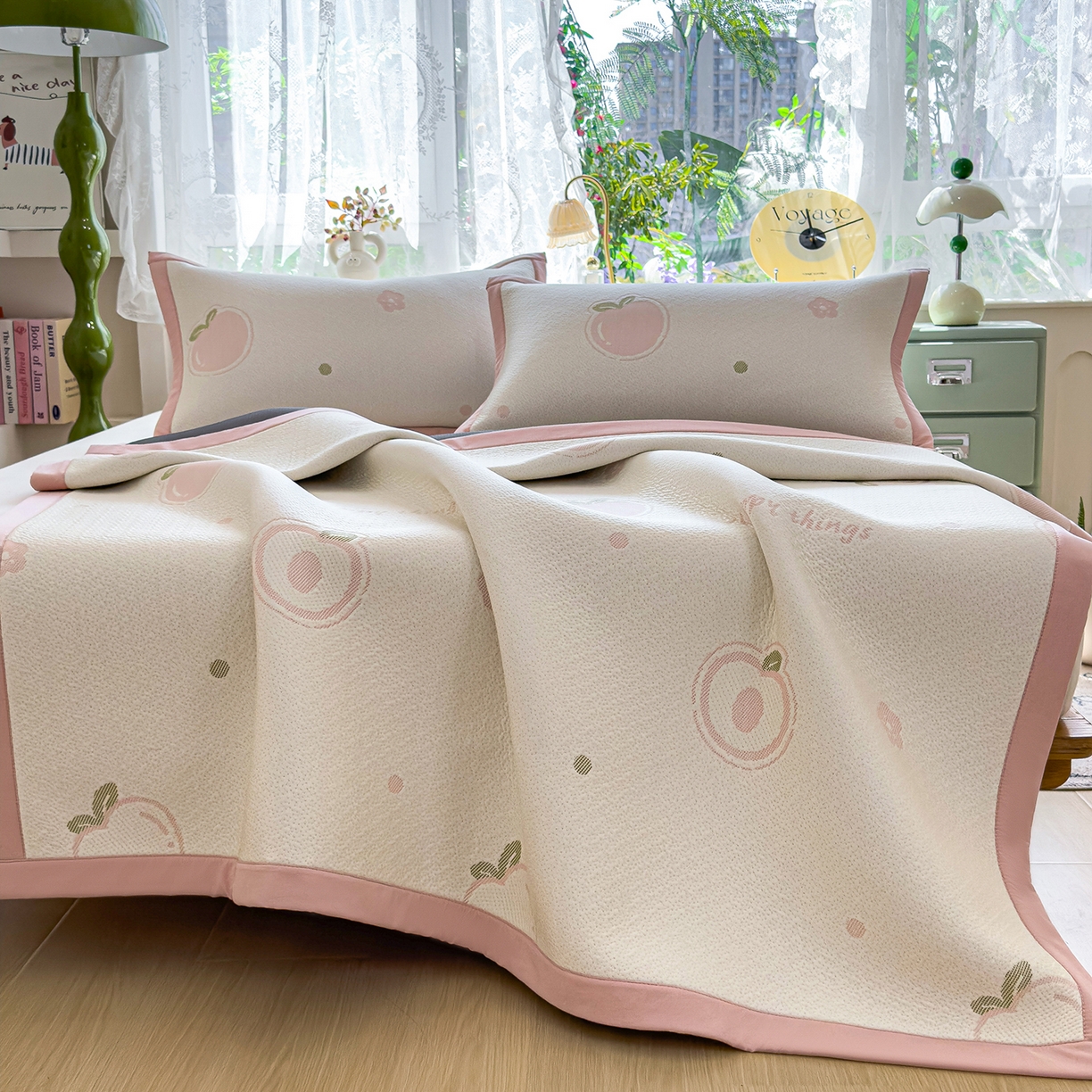 91家纺网 家纺一手货源 找家纺 典冠 2026新款PE凉感豆豆提花软席 苹果派