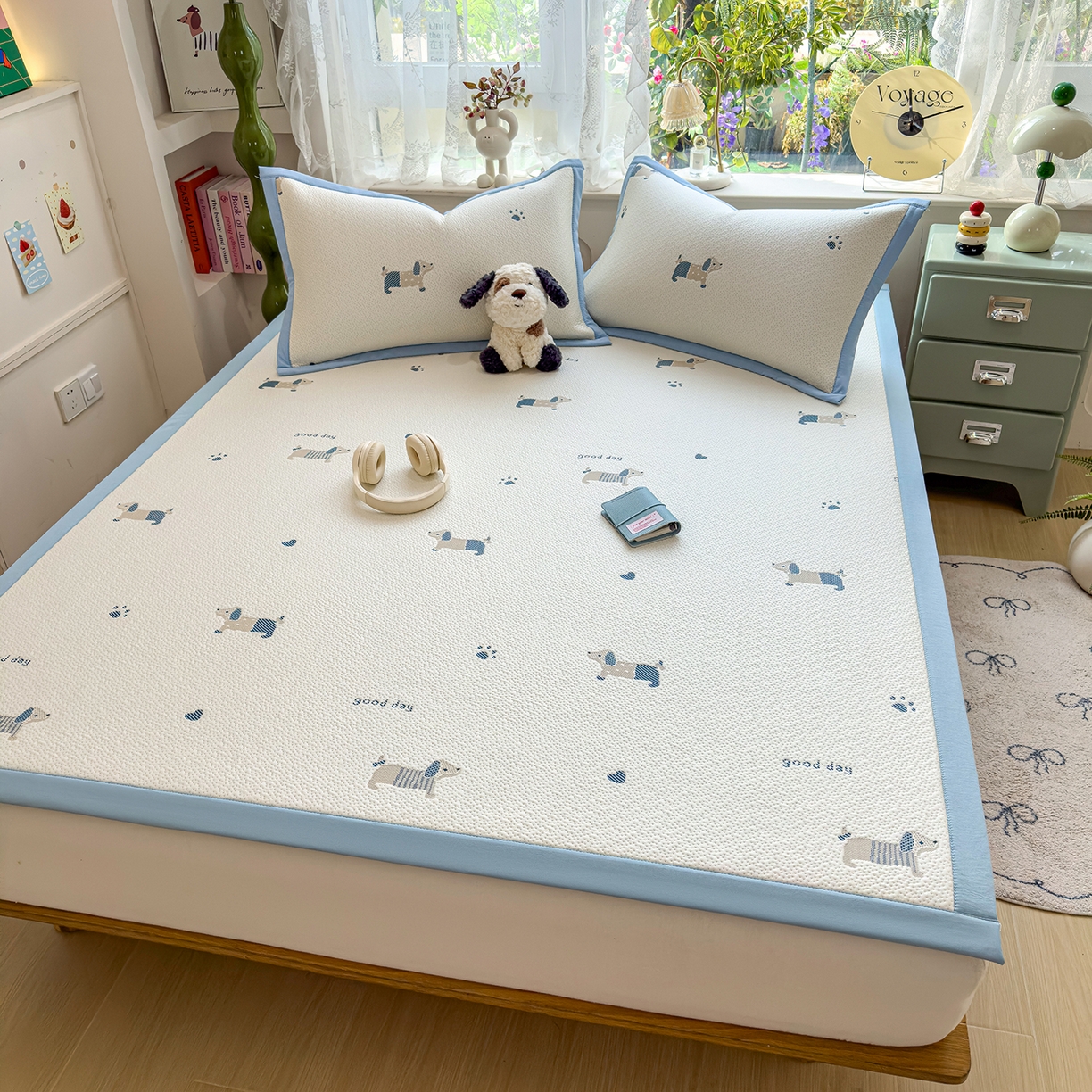 91家纺网 家纺一手货源 找家纺 典冠 2026新款PE凉感豆豆提花软席 阳光狗狗