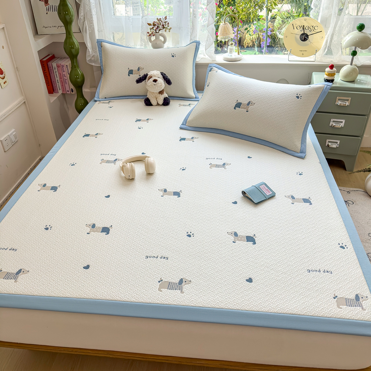 91家纺网 家纺一手货源 找家纺 典冠 2026新款PE凉感豆豆提花软席 阳光狗狗