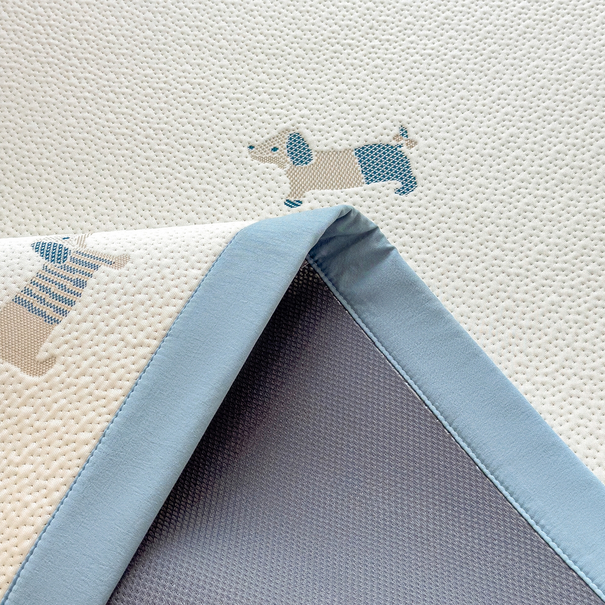 91家纺网 家纺一手货源 找家纺 典冠 2026新款PE凉感豆豆提花软席 阳光狗狗