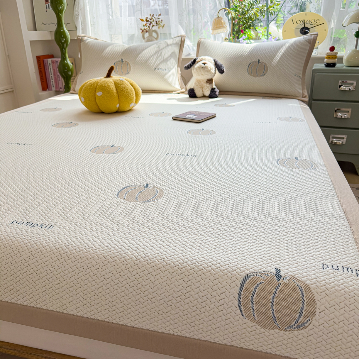 91家纺网 家纺一手货源 找家纺 典冠 2026新款PE凉感豆豆提花软席 田园南瓜