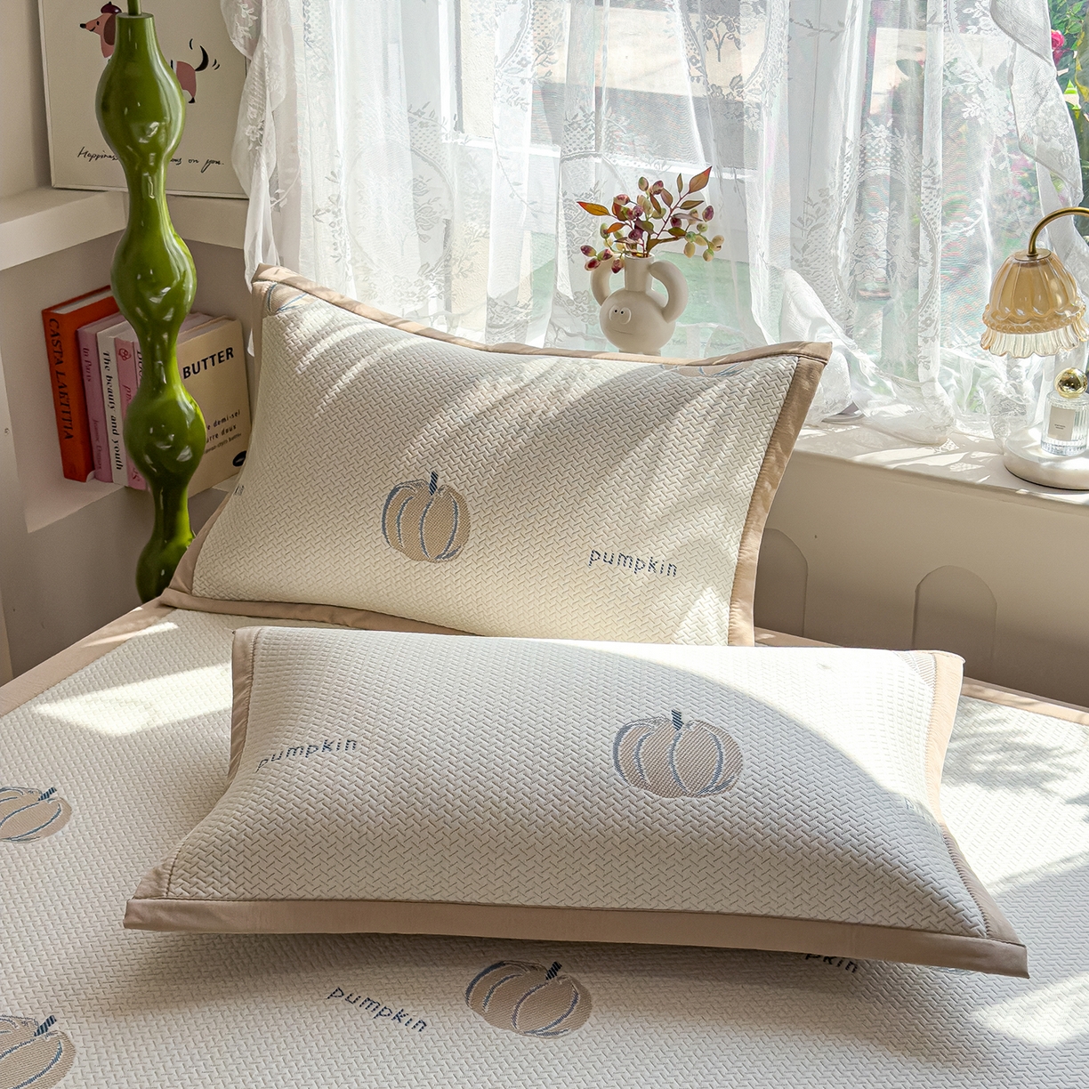 91家纺网 家纺一手货源 找家纺 典冠 2026新款PE凉感豆豆提花软席 田园南瓜