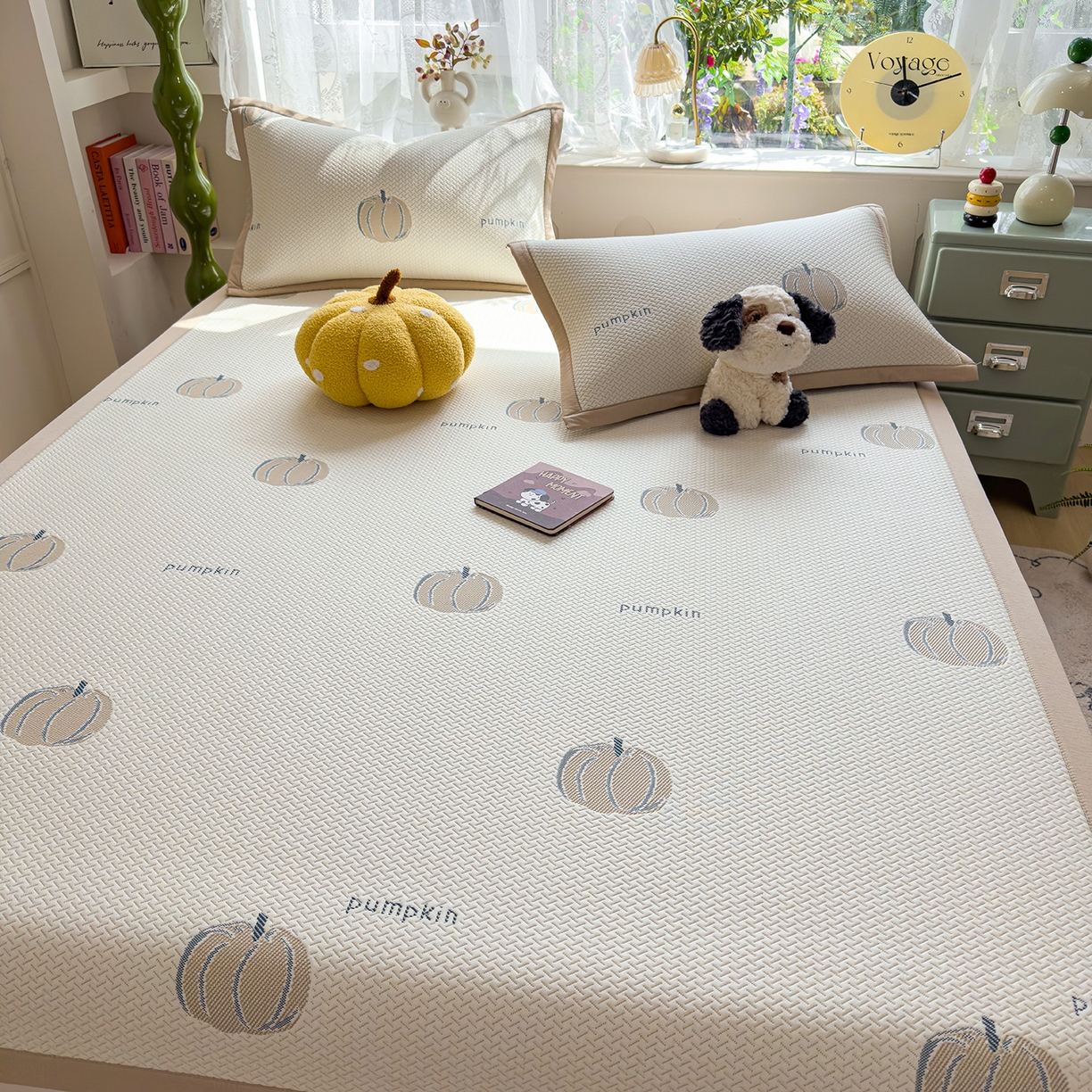 91家纺网 家纺一手货源 找家纺 典冠 2026新款PE凉感豆豆提花软席 田园南瓜