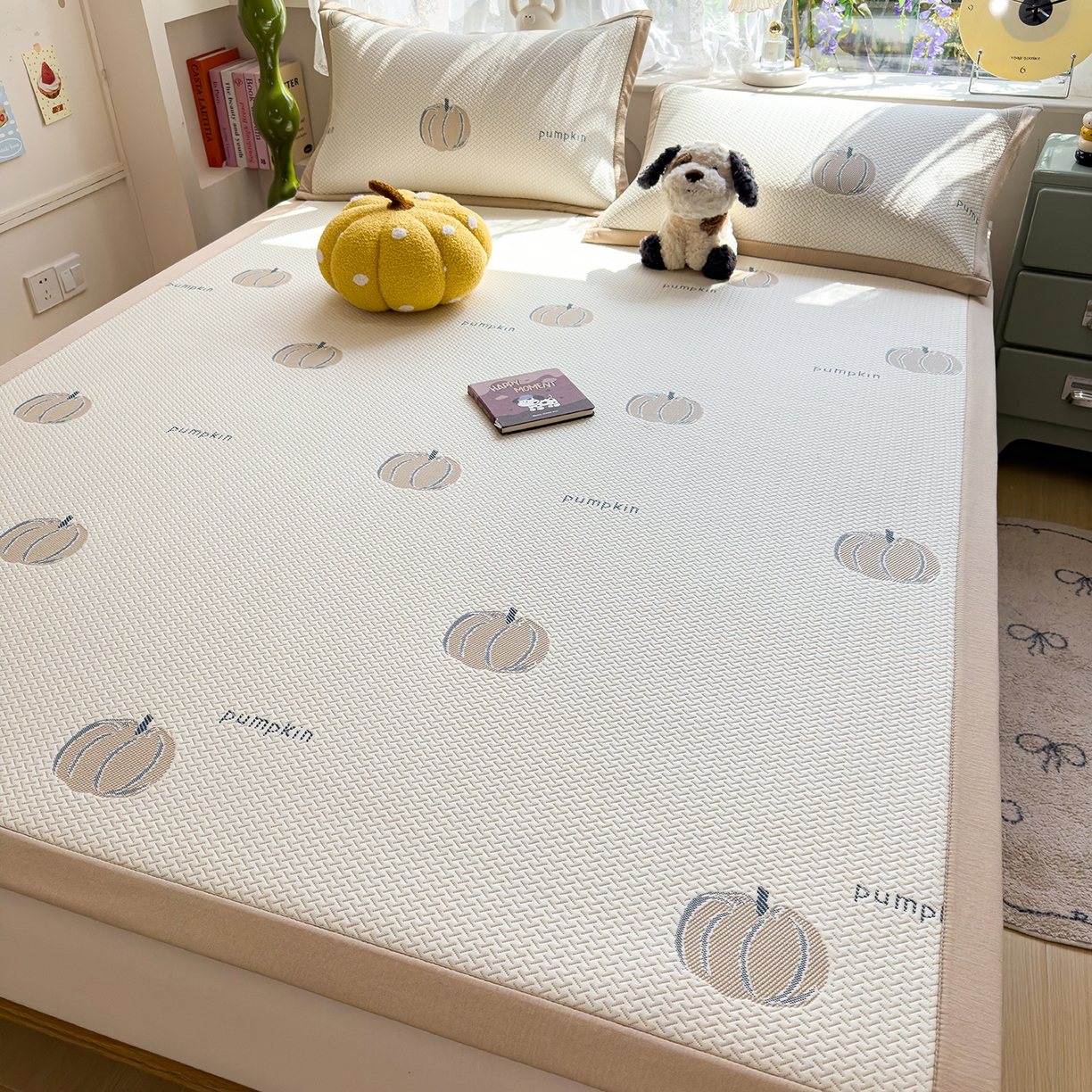 91家纺网 家纺一手货源 找家纺 典冠 2026新款PE凉感豆豆提花软席 田园南瓜