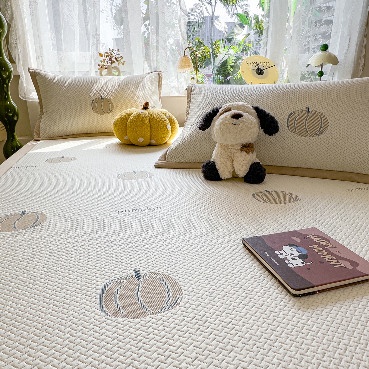 91家纺网 家纺一手货源 找家纺 典冠 2026新款PE凉感豆豆提花软席 田园南瓜