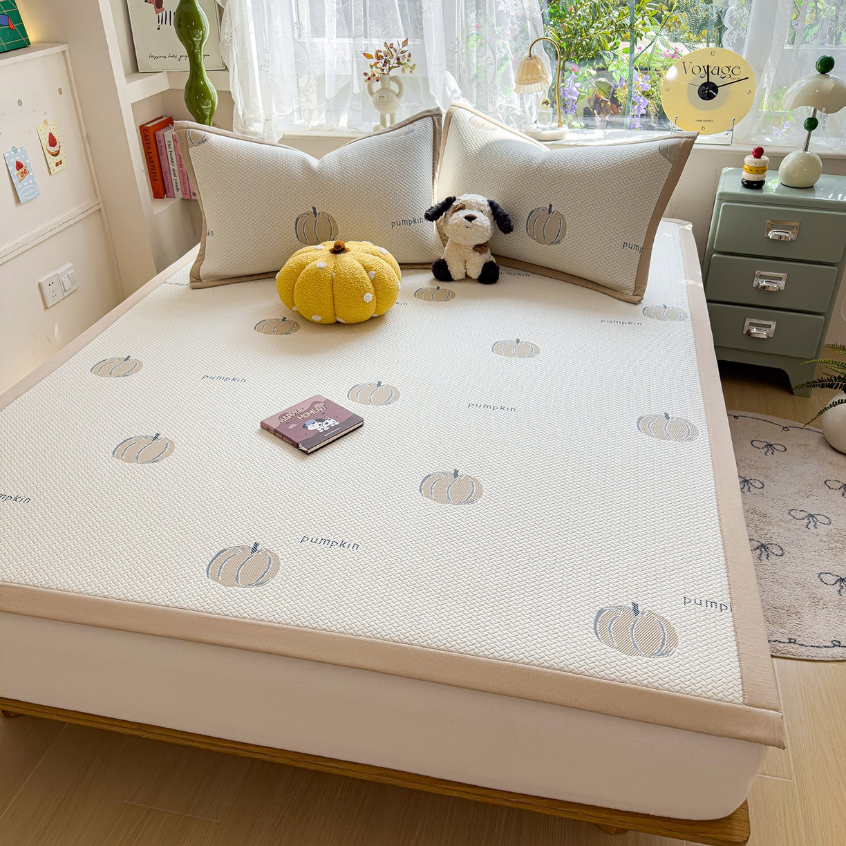 91家纺网 家纺一手货源 找家纺 典冠 2026新款PE凉感豆豆提花软席 田园南瓜