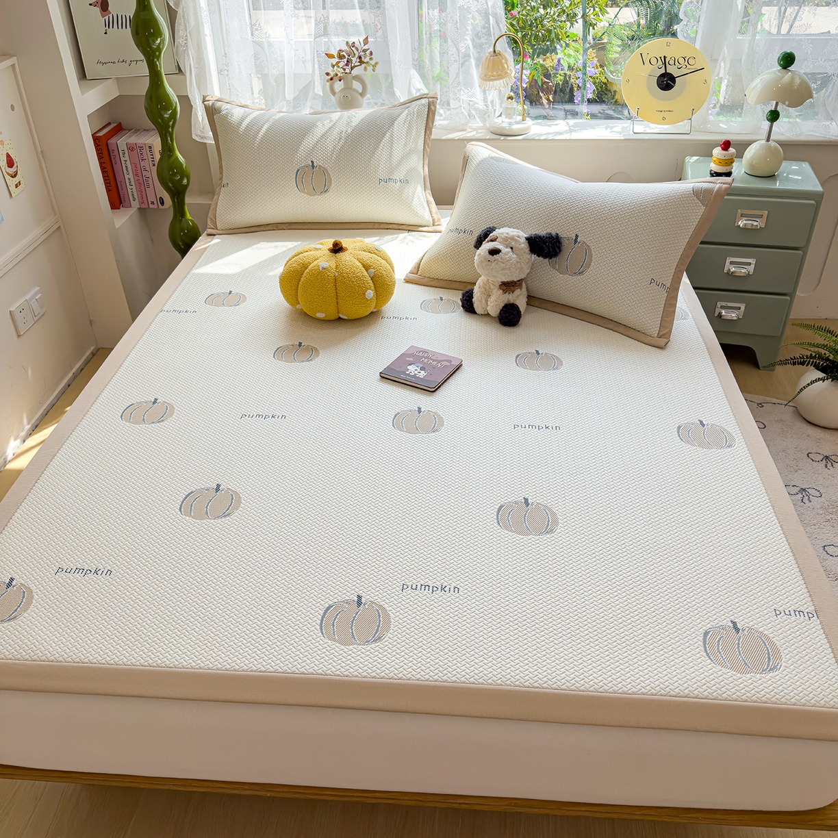 91家纺网 家纺一手货源 找家纺 典冠 2026新款PE凉感豆豆提花软席 田园南瓜