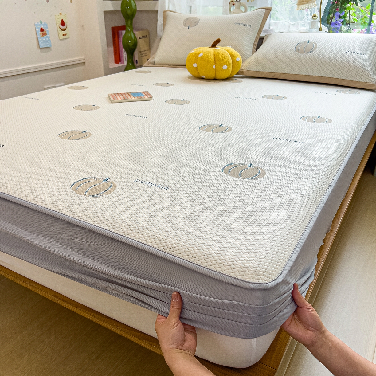 91家纺网 家纺一手货源 找家纺 典冠 2026新款PE凉感豆豆提花软席 田园南瓜