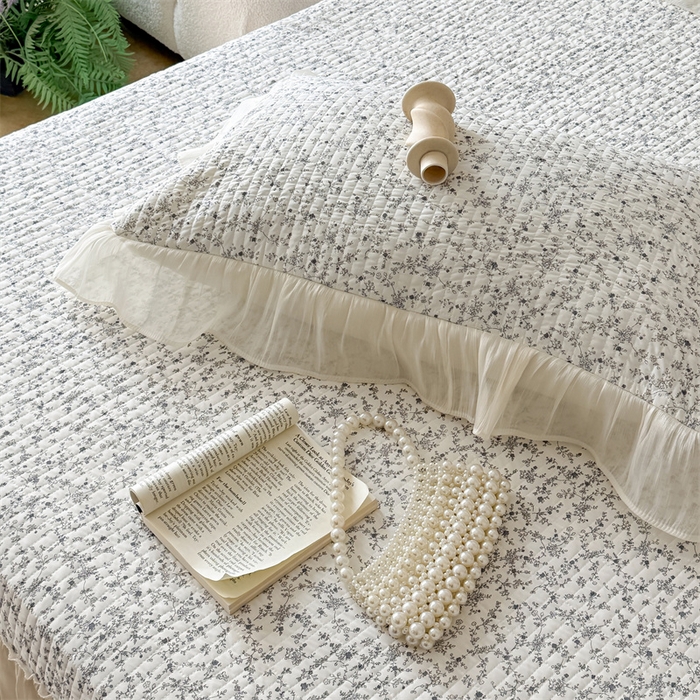 91家纺网 家纺一手货源 找家纺 吾欢心 2026新款仿锦安法式花边凉感丝床盖款夏凉被四件套软凉席三件套小冰皮空调被 云间茉莉