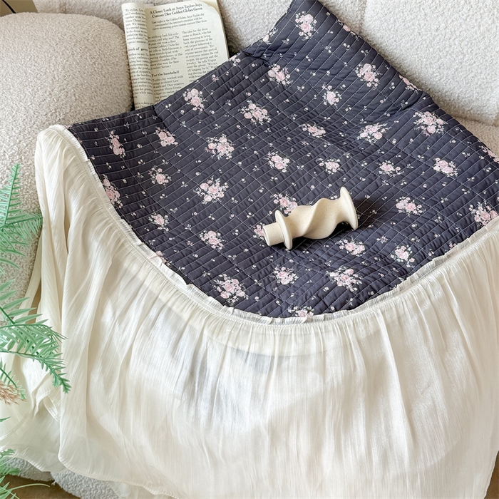 91家纺网 家纺一手货源 找家纺 吾欢心 2026新款仿锦安法式花边凉感丝床盖款夏凉被四件套软凉席三件套小冰皮空调被 组合图仅做展示不可下单