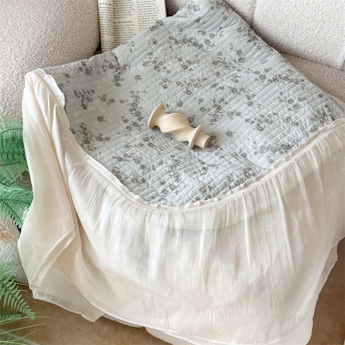 91家纺网 家纺一手货源 找家纺 吾欢心 2026新款仿锦安法式花边凉感丝床盖款夏凉被四件套软凉席三件套小冰皮空调被 组合图仅做展示不可下单