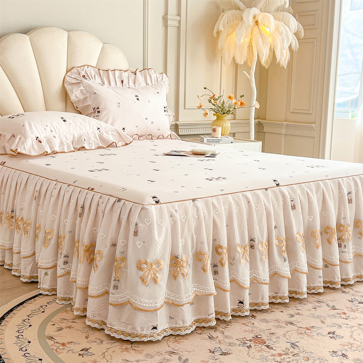 91家纺网 家纺一手货源 找家纺 宜凡家纺 2026新款全棉公主风单层床裙三件套② 森林动物派