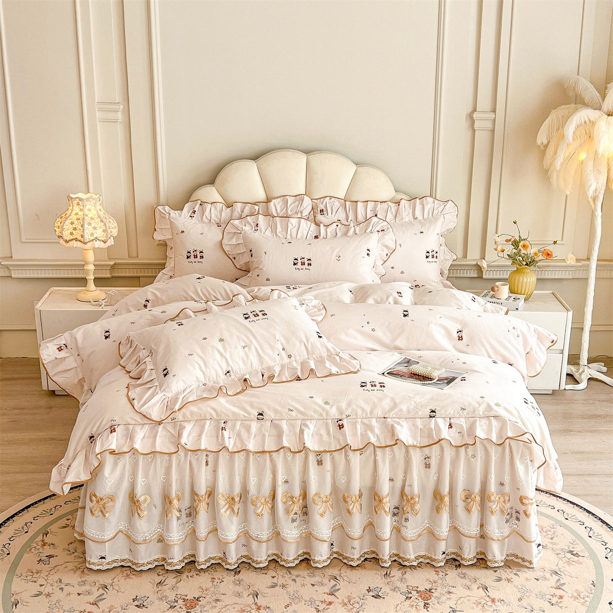 91家纺网 家纺一手货源 找家纺 宜凡家纺 2026新款全棉公主风单层床裙三件套② 森林动物派