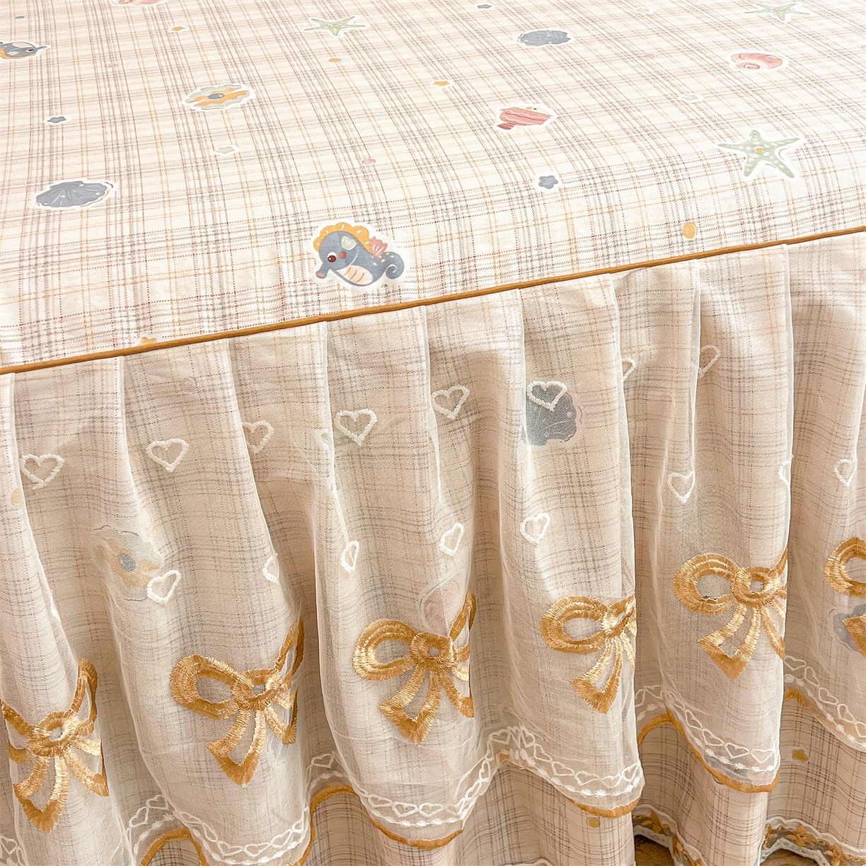 91家纺网 家纺一手货源 找家纺 宜凡家纺 2026新款全棉公主风单层床裙三件套② 海底世界